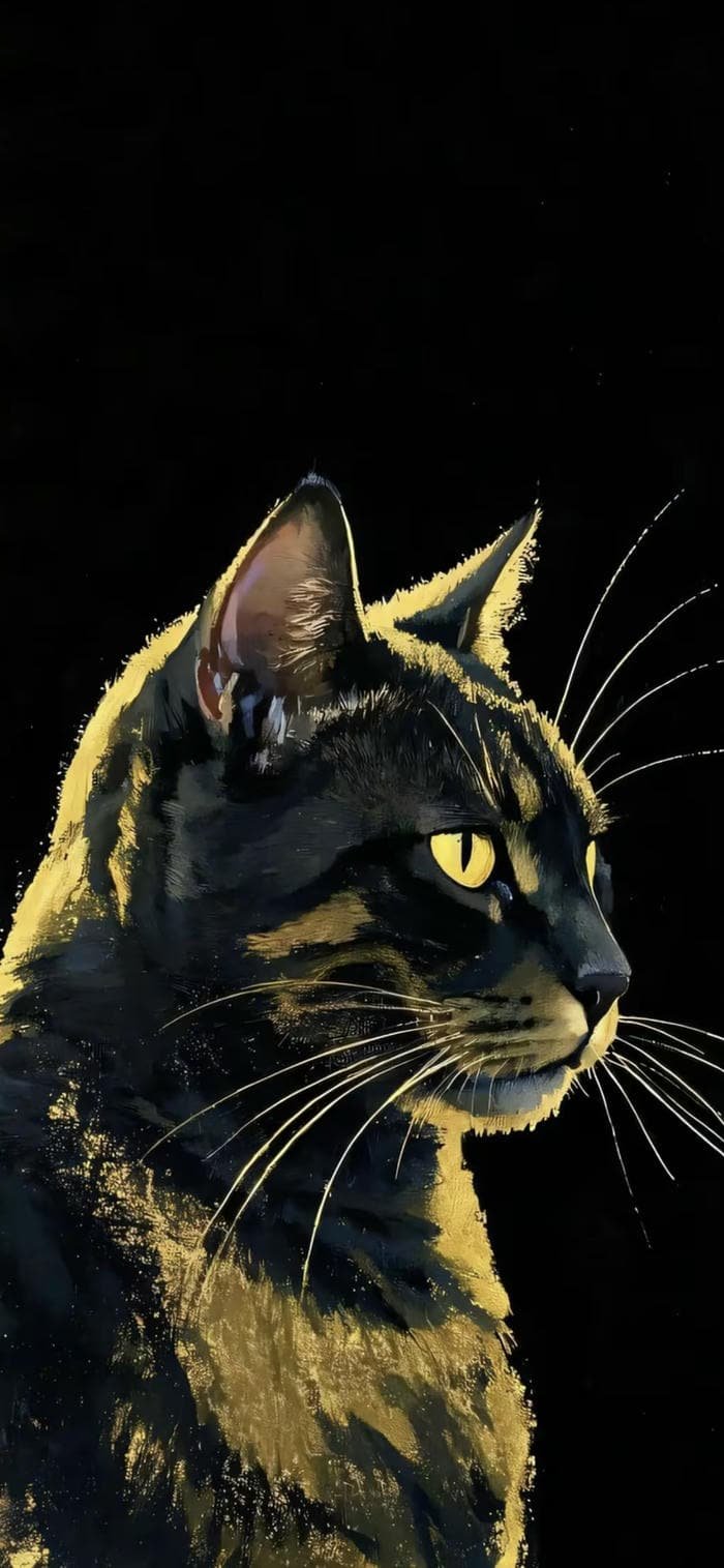 Hình nền đen con mèo vàng sang trọng