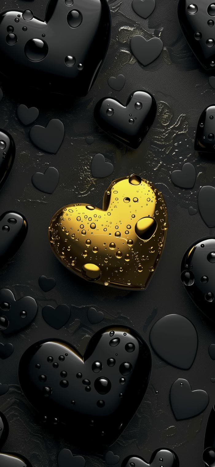 Hình nền đen sang trọng trái tim vàng