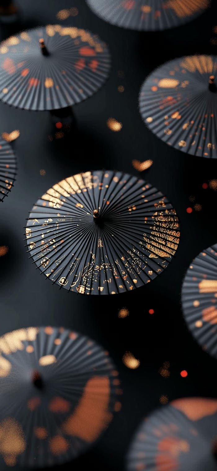 Hình nền đen vàng dàn ô sang trọng