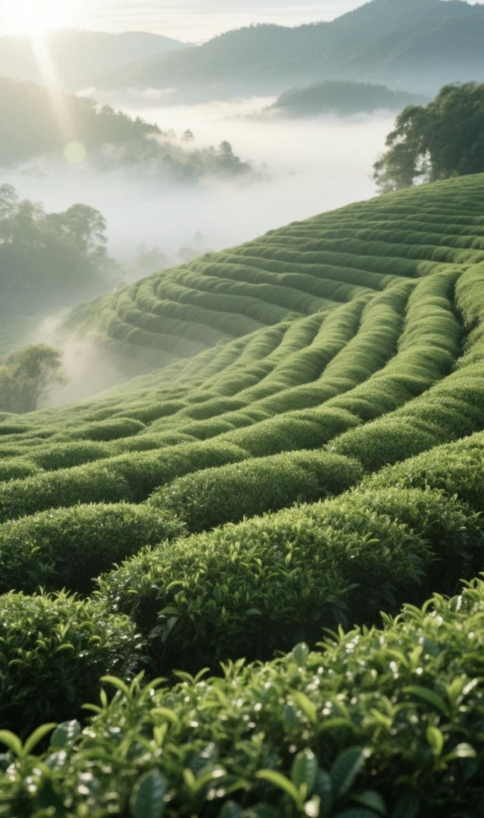 Hình nền đồi chè xanh thanh mát