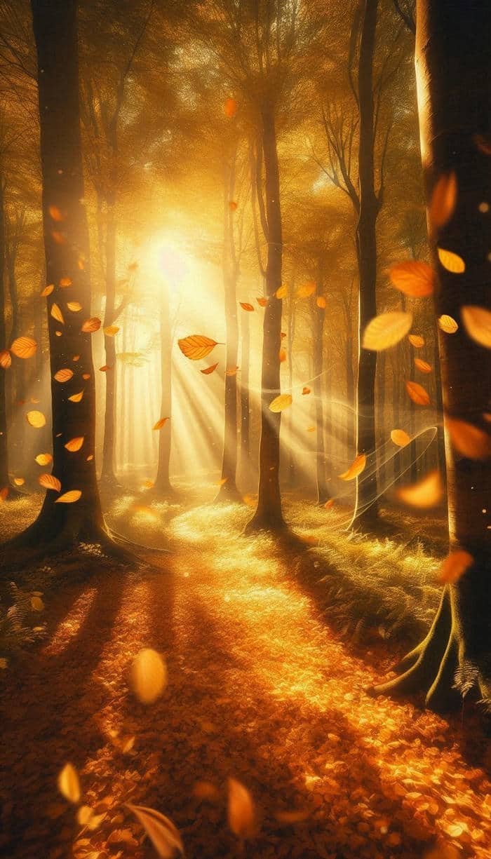 Hình nền lá mùa thu rơi lãng mạn