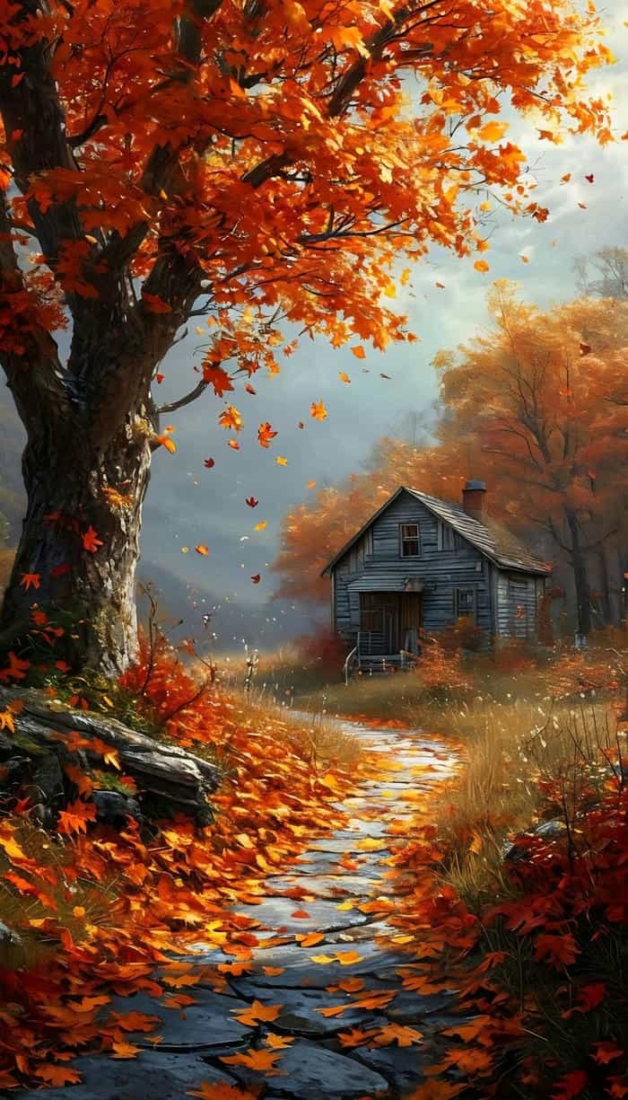 Hình nền lá mùa thu rơi yên bình