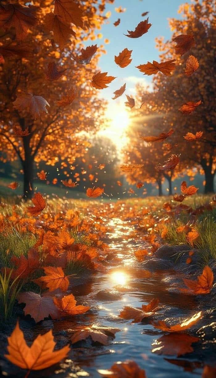 Hình nền lá mùa thu rơi yên tĩnh