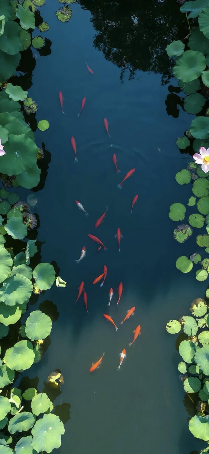 Hình nền mặt hồ yên bình có cá