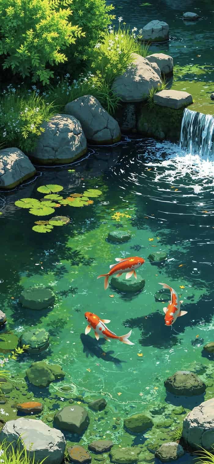 Hình nền mặt hồ yên bình hoạt hình