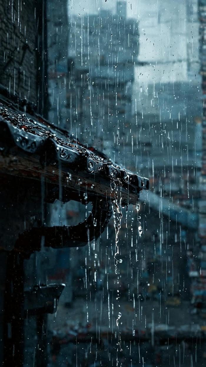 Hình nền mưa lãng mạn chiều u ám
