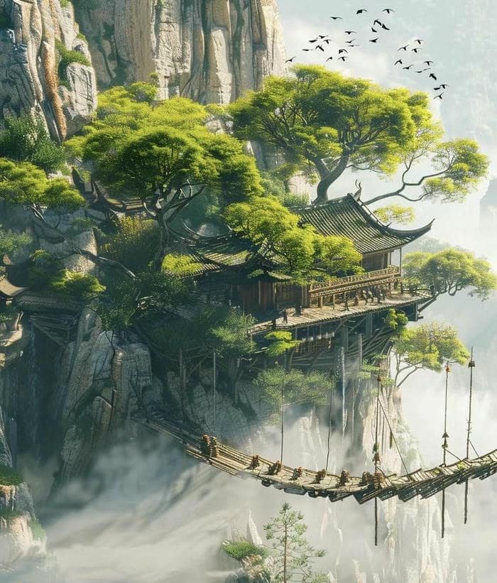 Hình núi non phong thủy bình an