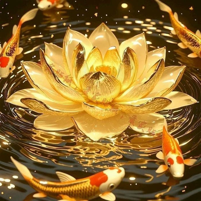 Hình phong thủy hoa sen vàng tài lộc