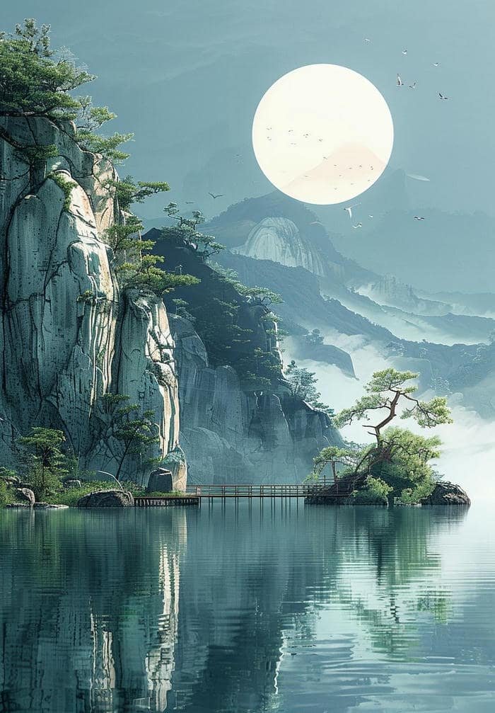 Hình phong thủy núi non ổn định