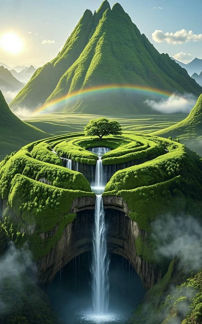 Hình phong thuỷ thác nước sang trọng