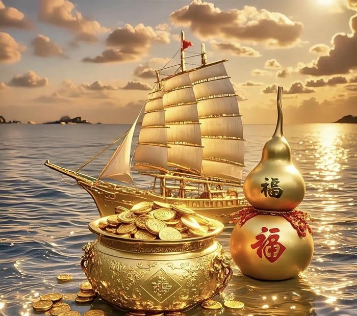 Hình phong thuỷ thuyền buồm đón lộc nổi bật