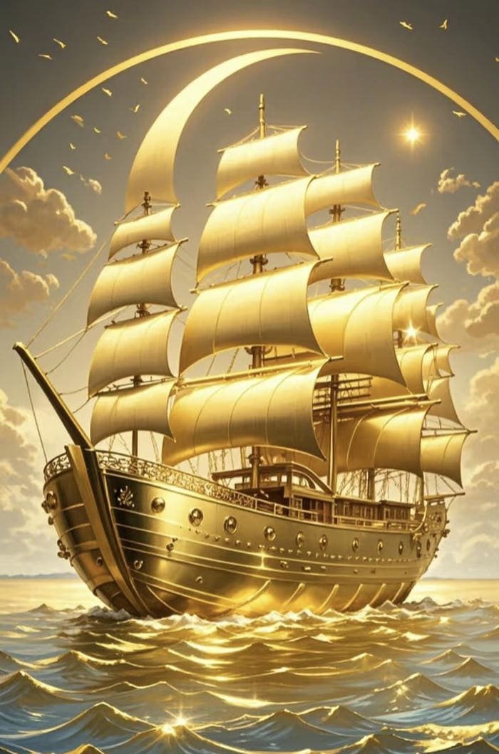 Hình phong thuỷ thuyền buồm rước lộc rất đẹp