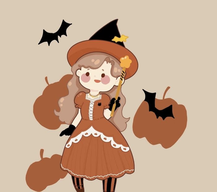 Hình phù thủy dễ thương phối màu đẹp