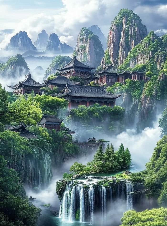 Hình thác nước phong thuỷ êm đềm