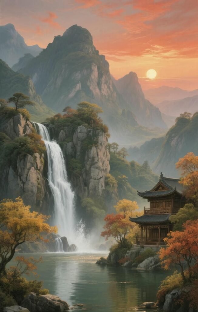 Hình thác nước phong thuỷ tinh tế