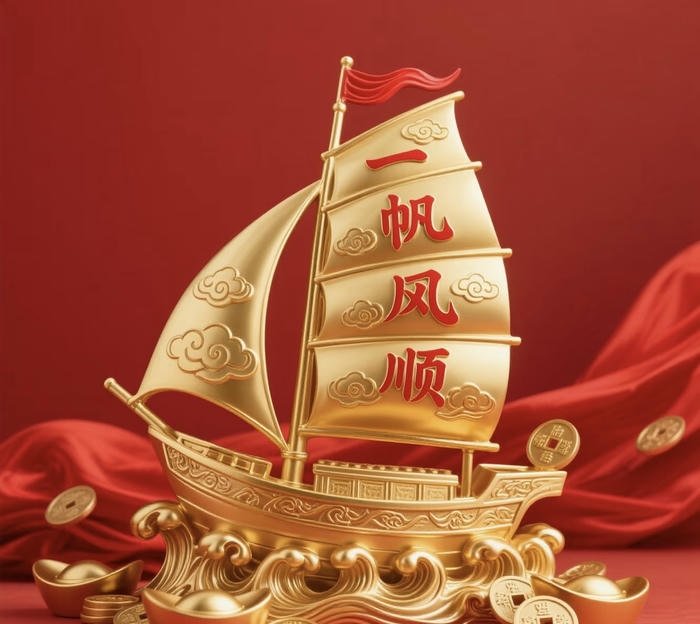 Hình thuyền buồm phong thuỷ rước lộc tinh tế