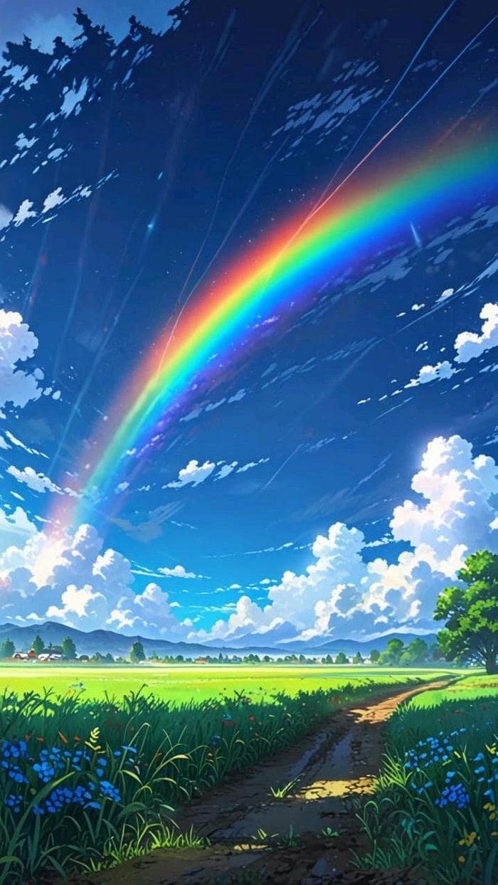 Nền cầu vồng rực rỡ phong cảnh đẹp