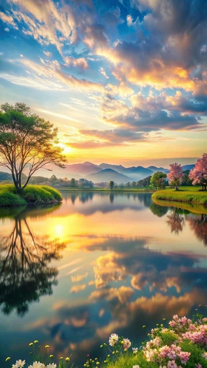 Nền mặt hồ yên bình đẹp