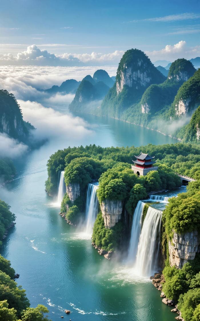 Thác nước phong thuỷ khởi sinh tài