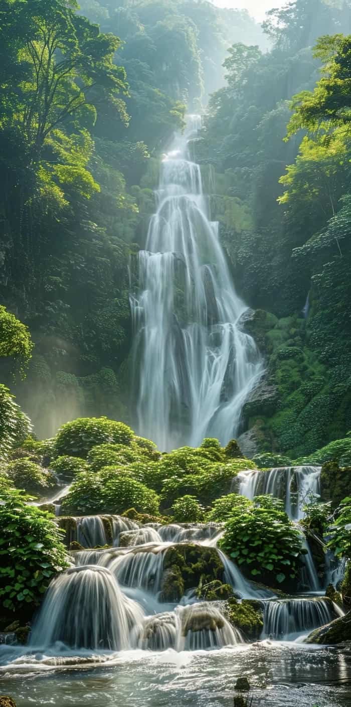 Thác nước phong thuỷ lan tỏa may mắn