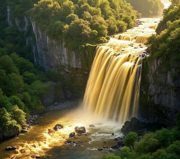 Thác nước phong thuỷ vượng tài