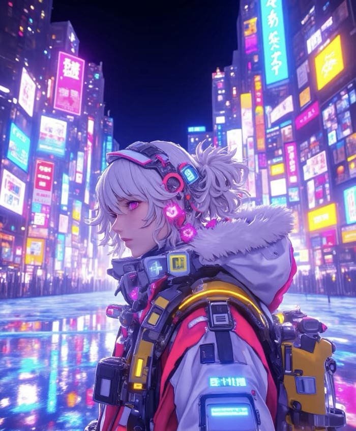 ảnh anime ánh sáng neon đẹp dịu