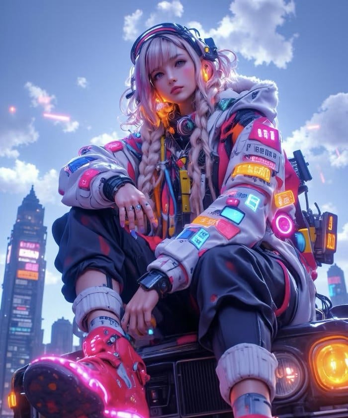 ảnh anime ánh sáng neon tinh giản