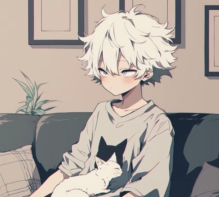 ảnh anime boy tóc trắng cool ánh mắt lạnh thờ ơ