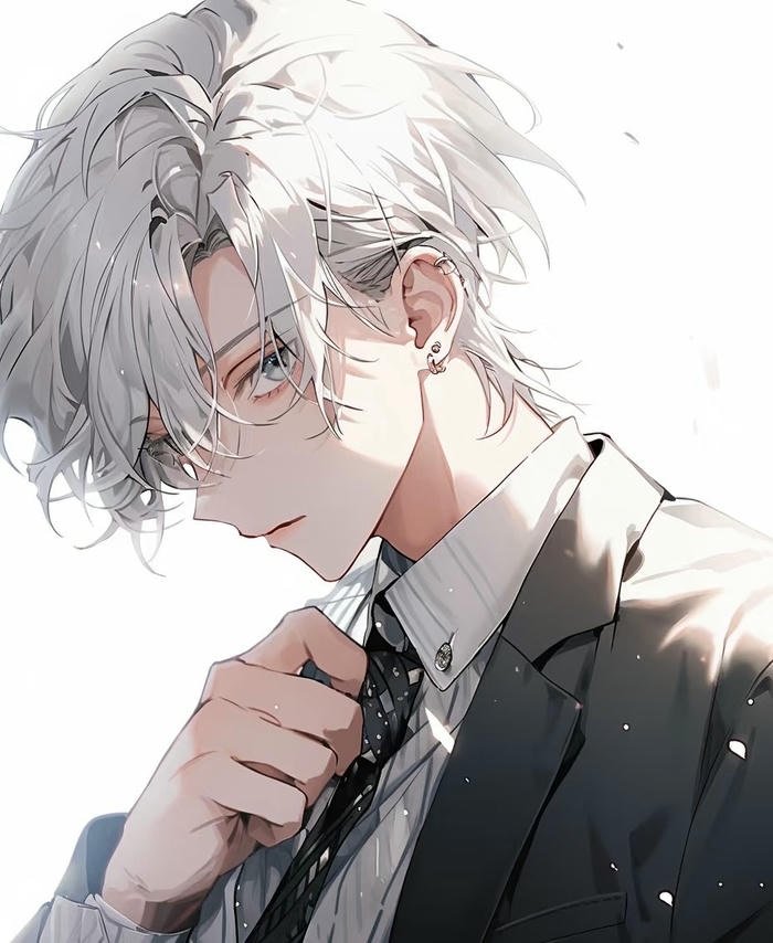 ảnh anime boy tóc trắng cool biểu cảm lạnh lẽo