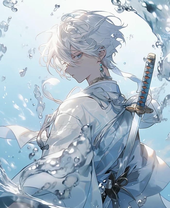 ảnh anime boy tóc trắng cool gương mặt lạnh lùng