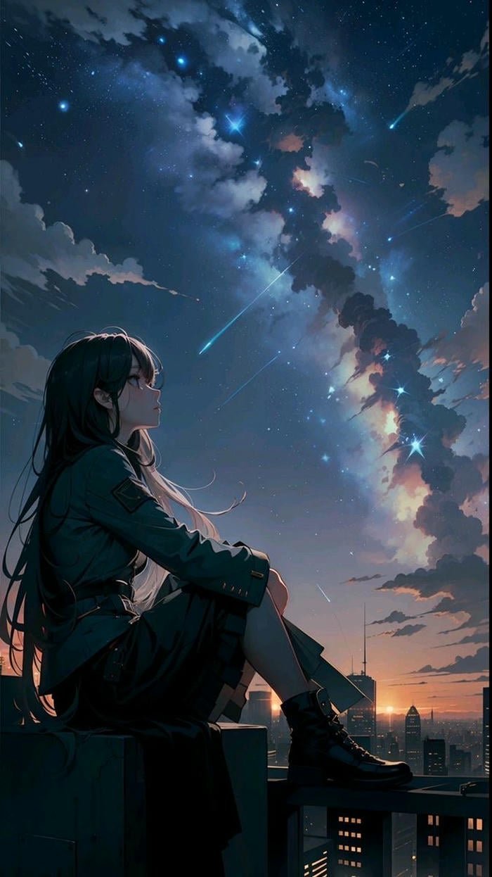 ảnh anime chill buổi tối đêm muộn