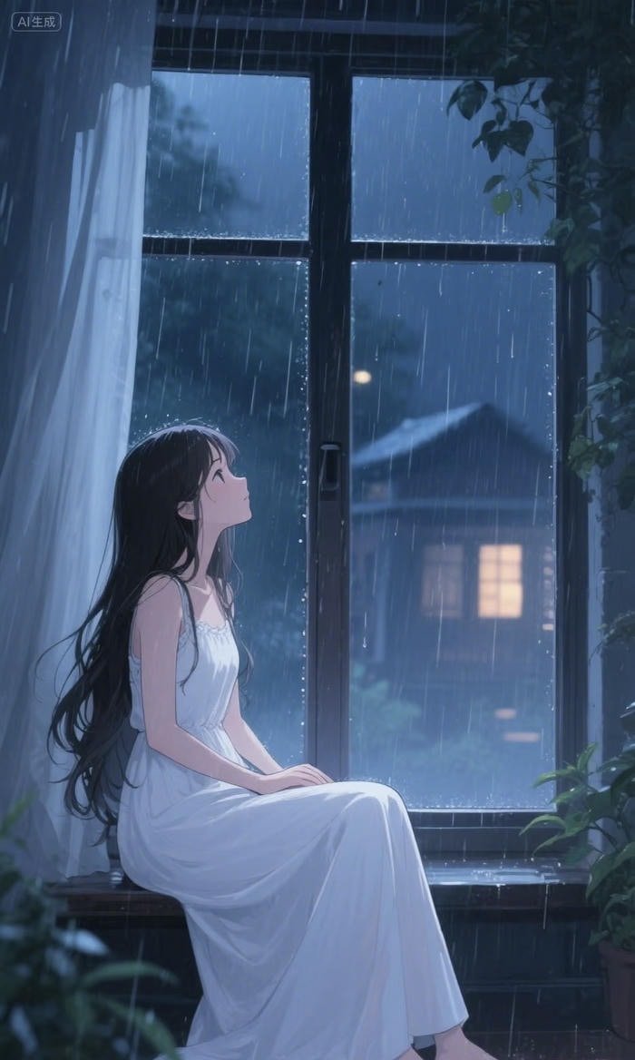 ảnh anime chill buổi tối yên tĩnh