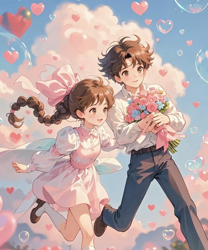 ảnh anime couple trong nắng thu