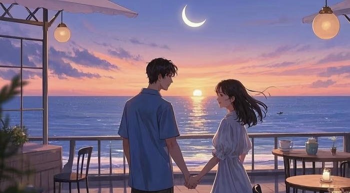 ảnh anime đôi lãng mạn phảng phất buồn