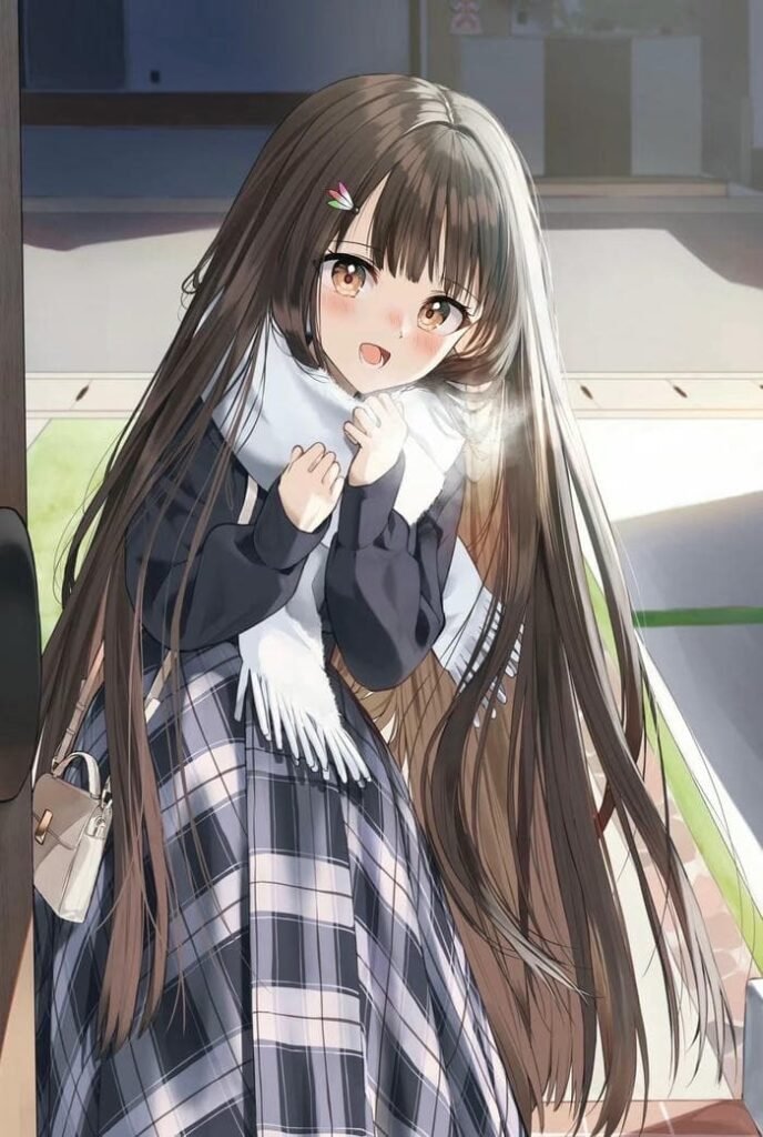 ảnh anime girl tóc đen dịu dàng cổ điển thanh tao