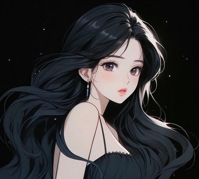 ảnh anime girl tóc đen dịu dàng đậm chất anime