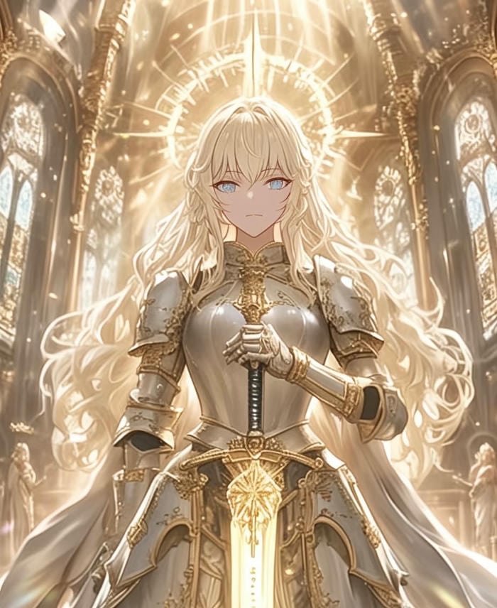 ảnh anime hiệp sĩ ánh sáng ánh hào quang rực