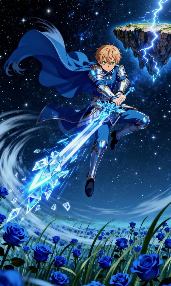 ảnh anime hiệp sĩ ánh sáng cầm kiếm tỏa sáng