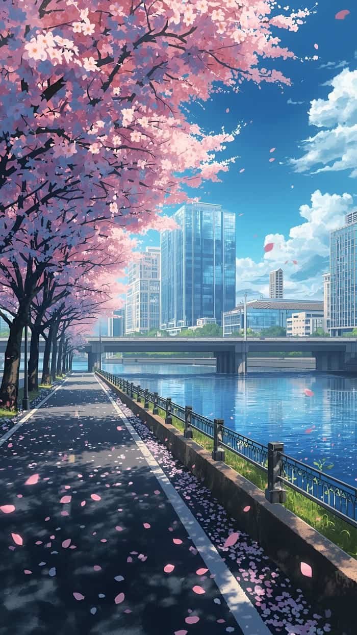 ảnh anime hoa anh đào dễ thương