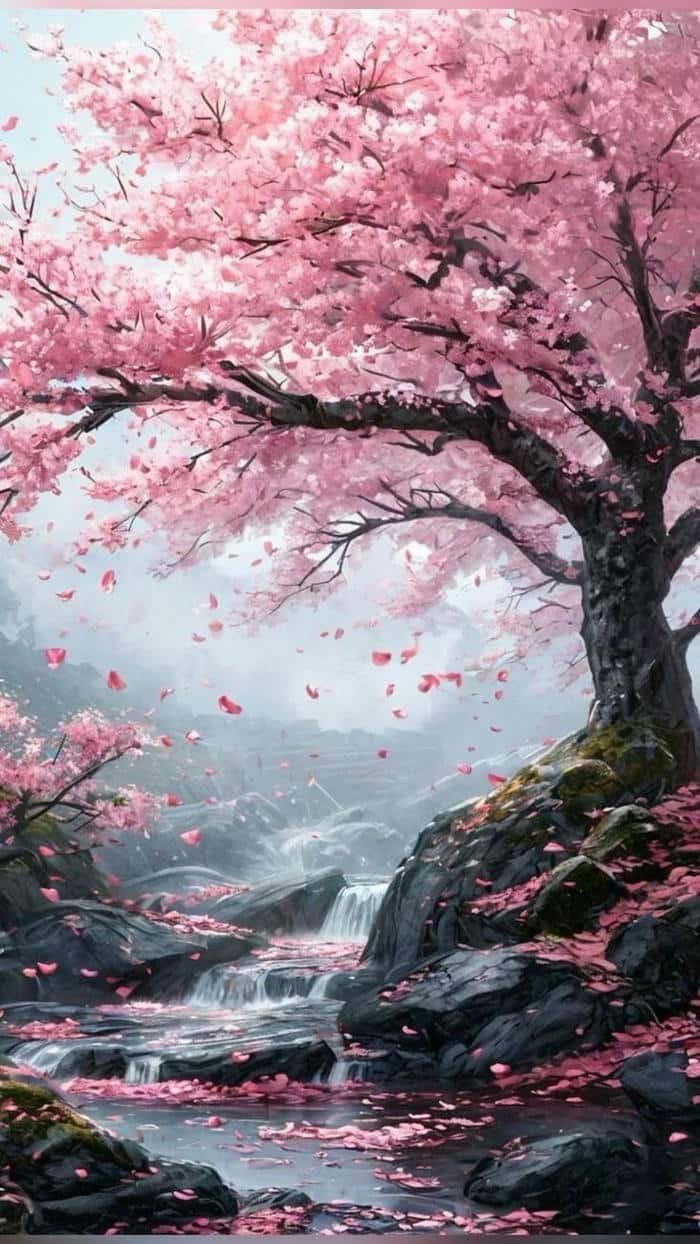 ảnh anime hoa anh đào thu hút nhẹ
