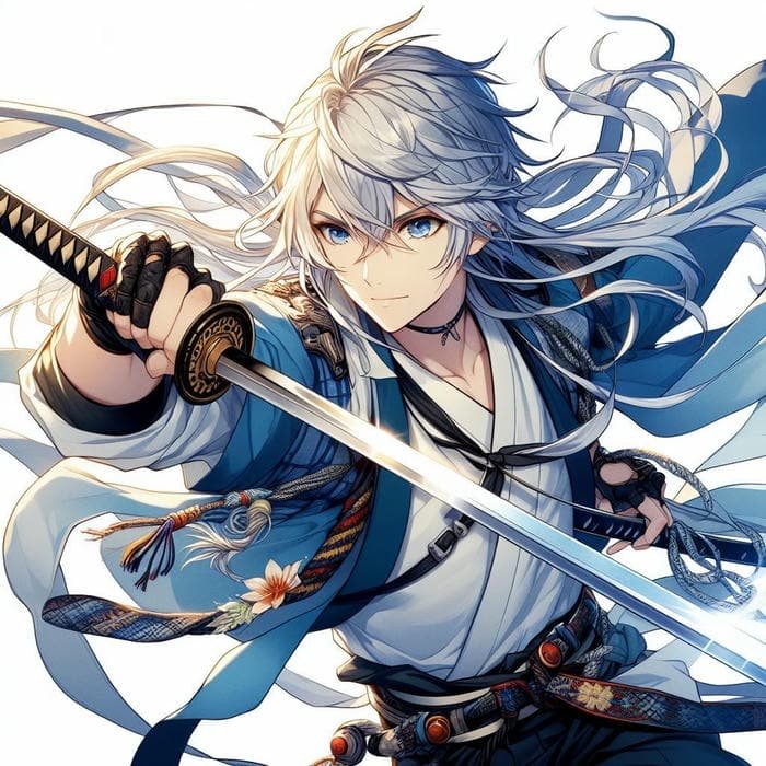 ảnh anime samurai cổ điển ánh mắt kiên định