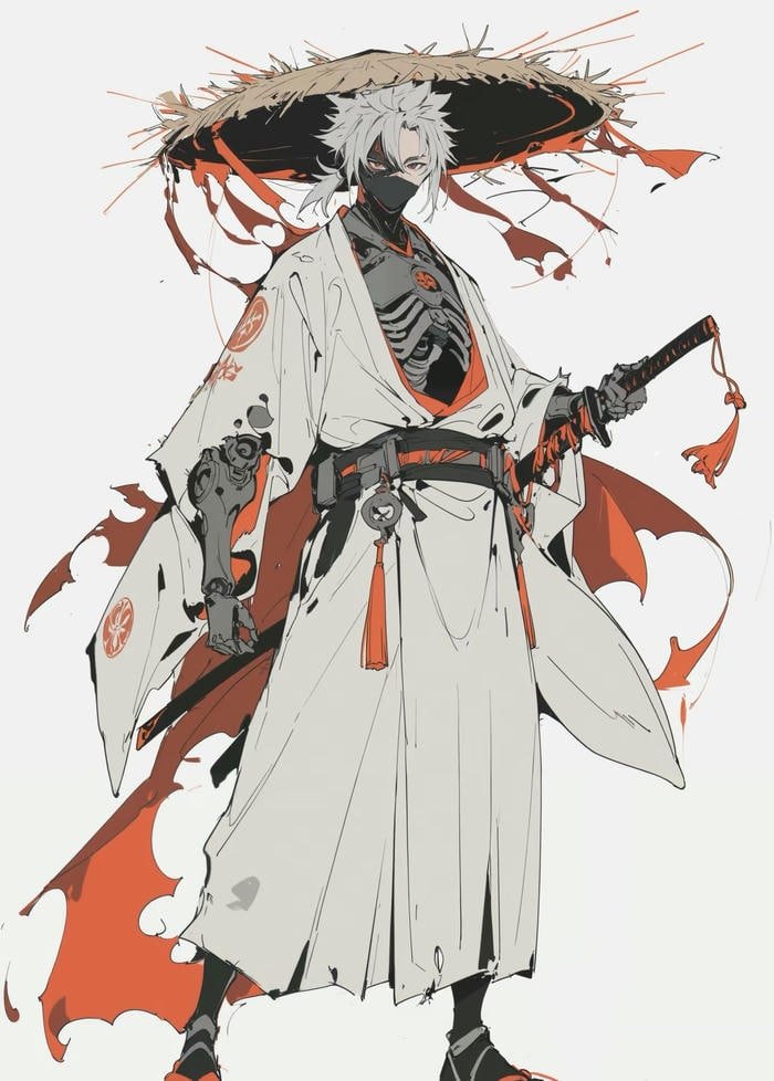 ảnh anime samurai cổ điển dáng mạnh mẽ kiêu hùng