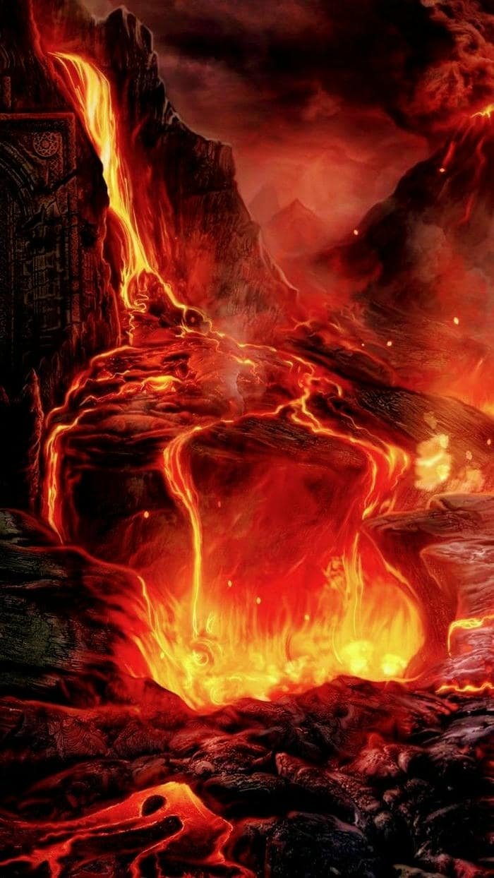 ảnh chụp núi lửa đỏ rực hình nền