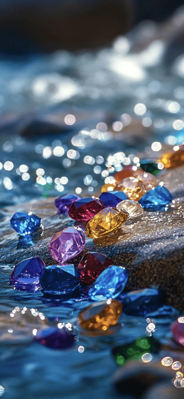 ảnh đá quý ngũ sắc tỏa sáng