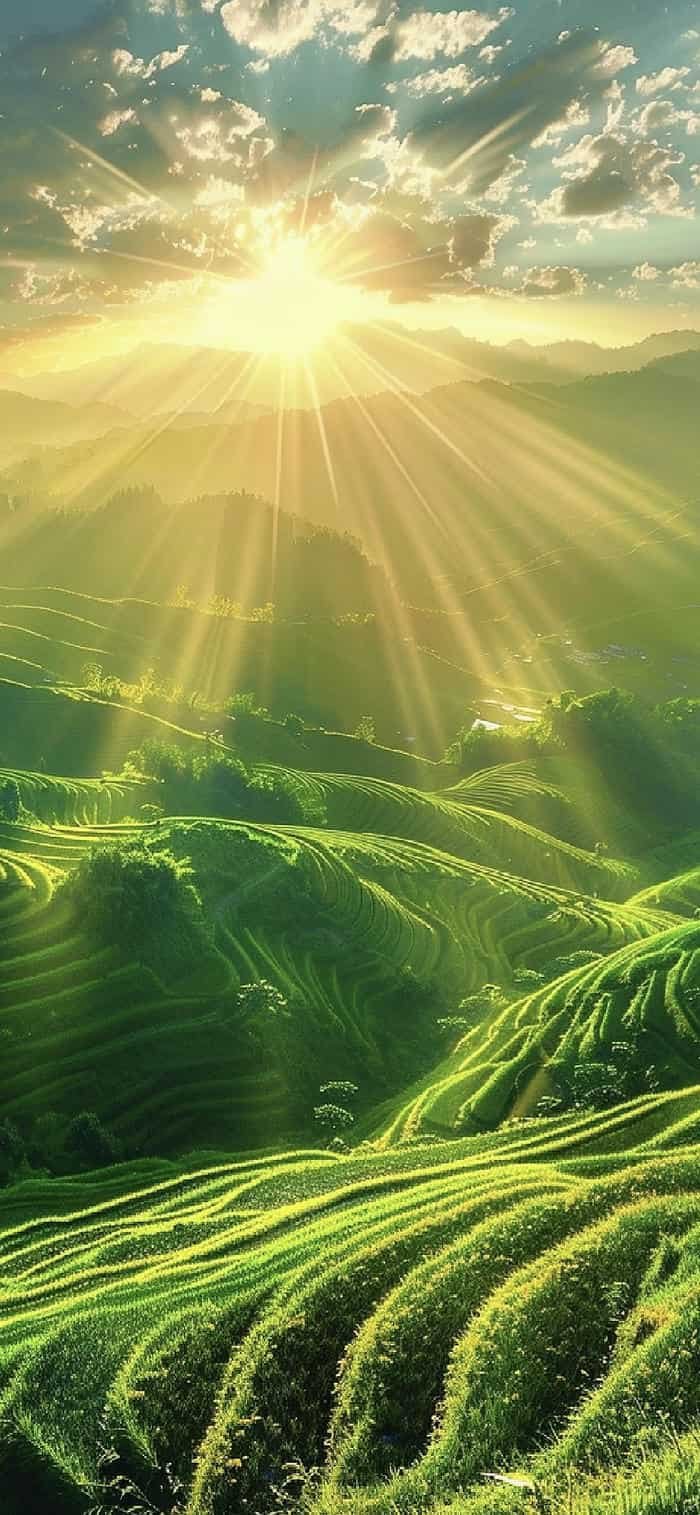 ảnh nền mặt trời mọc trên núi