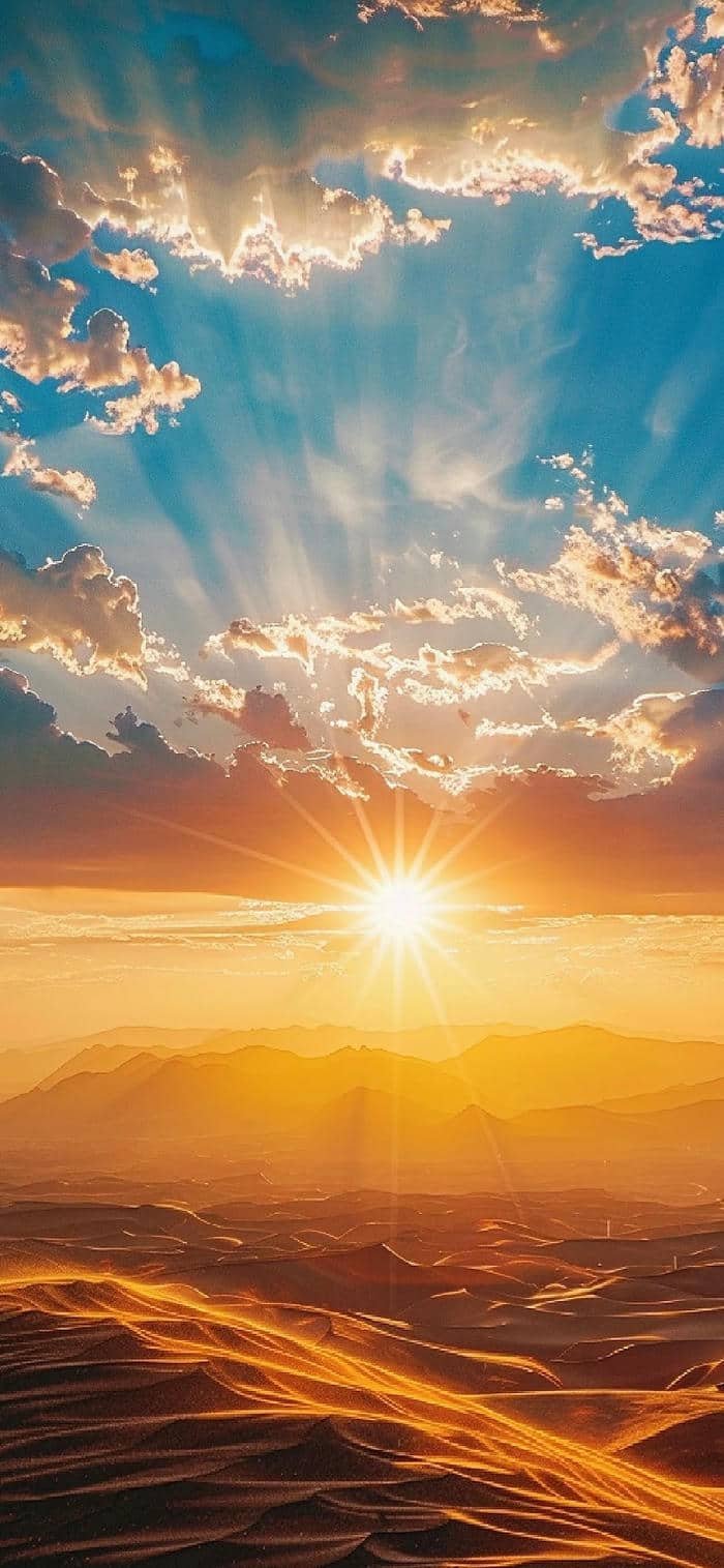 ảnh nền mặt trời mọc trên xa mạc cát bụi