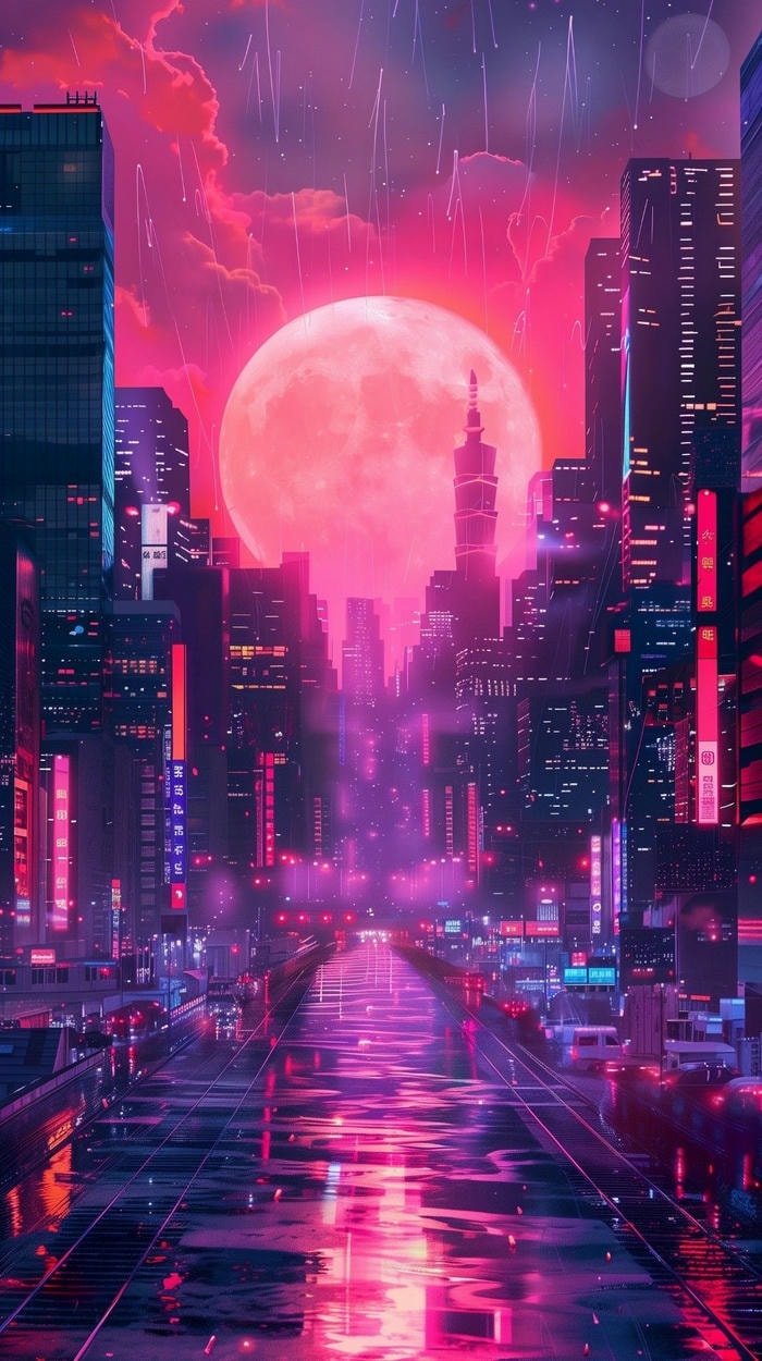 ảnh nền neon cyberpunk rực rỡ