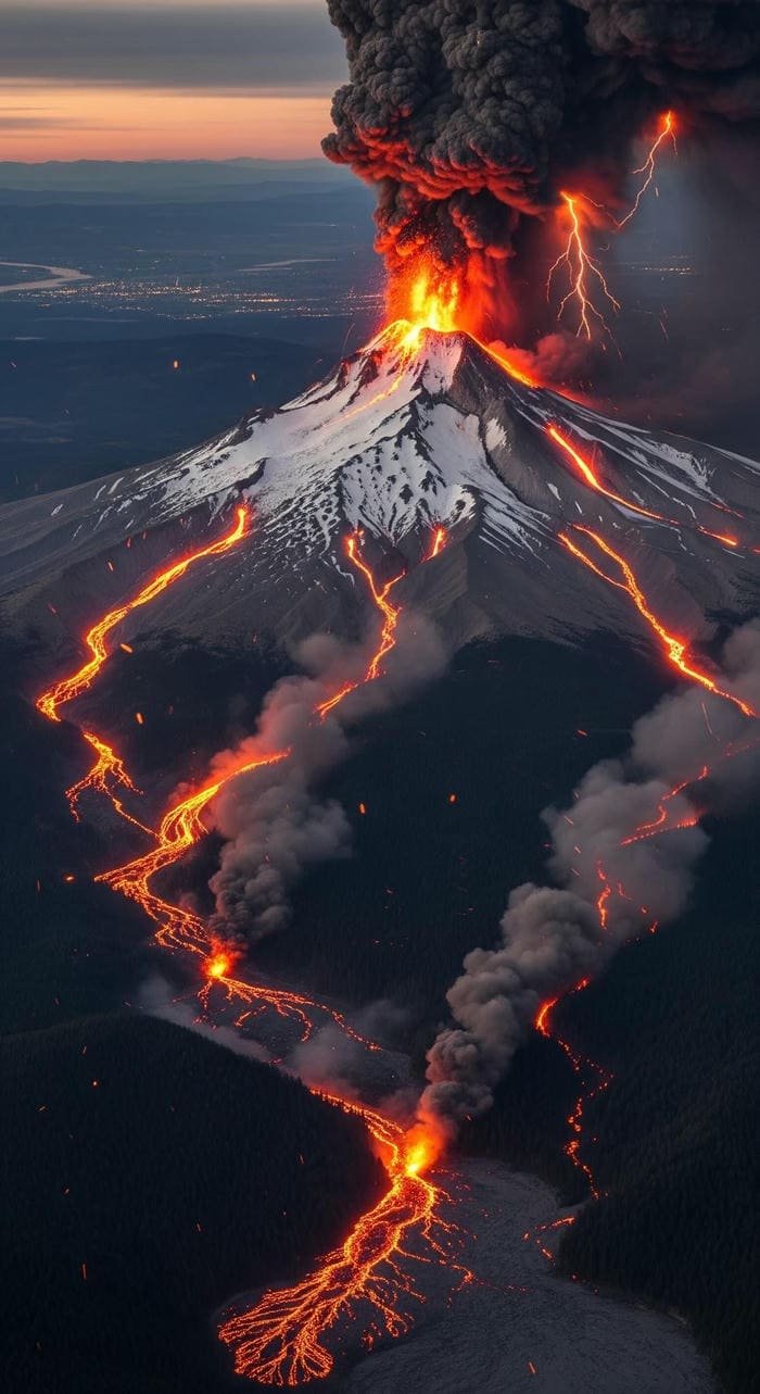 ảnh nền núi lửa đỏ rực bốc lửa