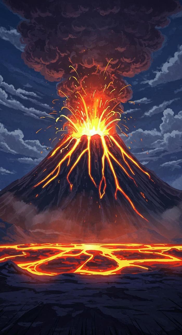 ảnh nền núi lửa đỏ rực gay cấn