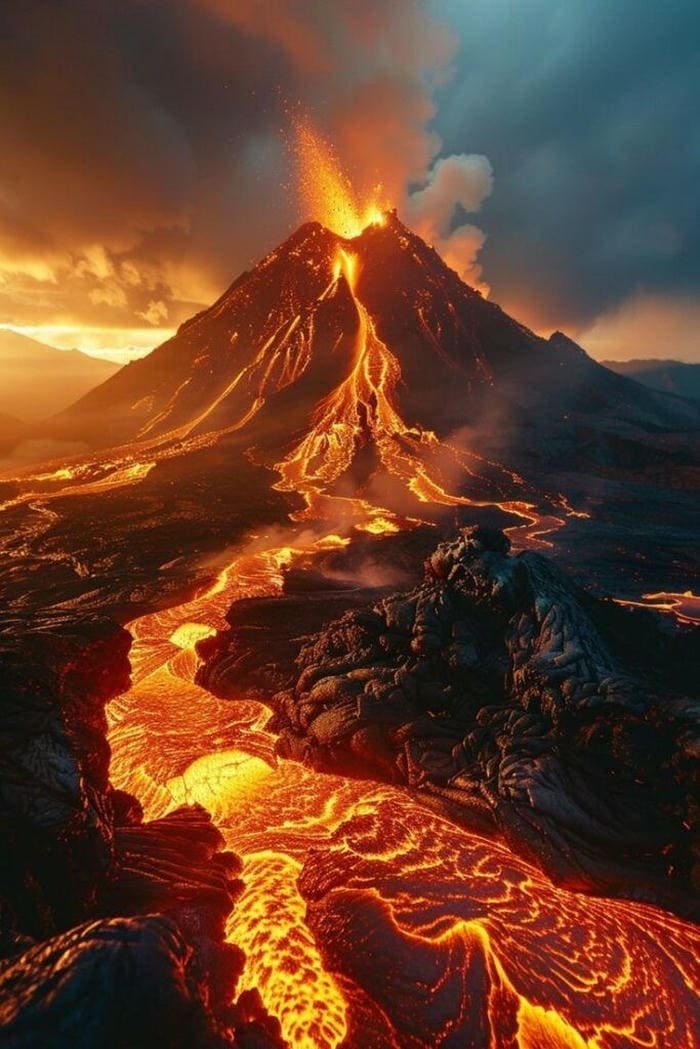 ảnh nền núi lửa đỏ rực kỳ vĩ